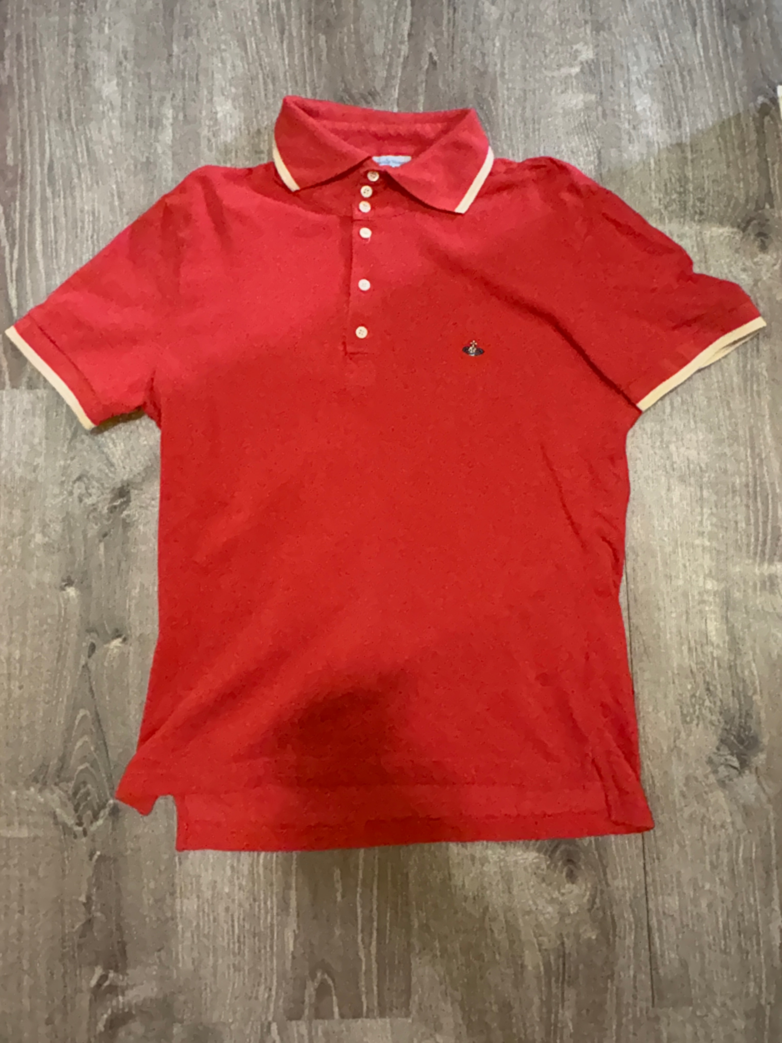 Vivienne Westwood Orange Polo With Cream Buttons